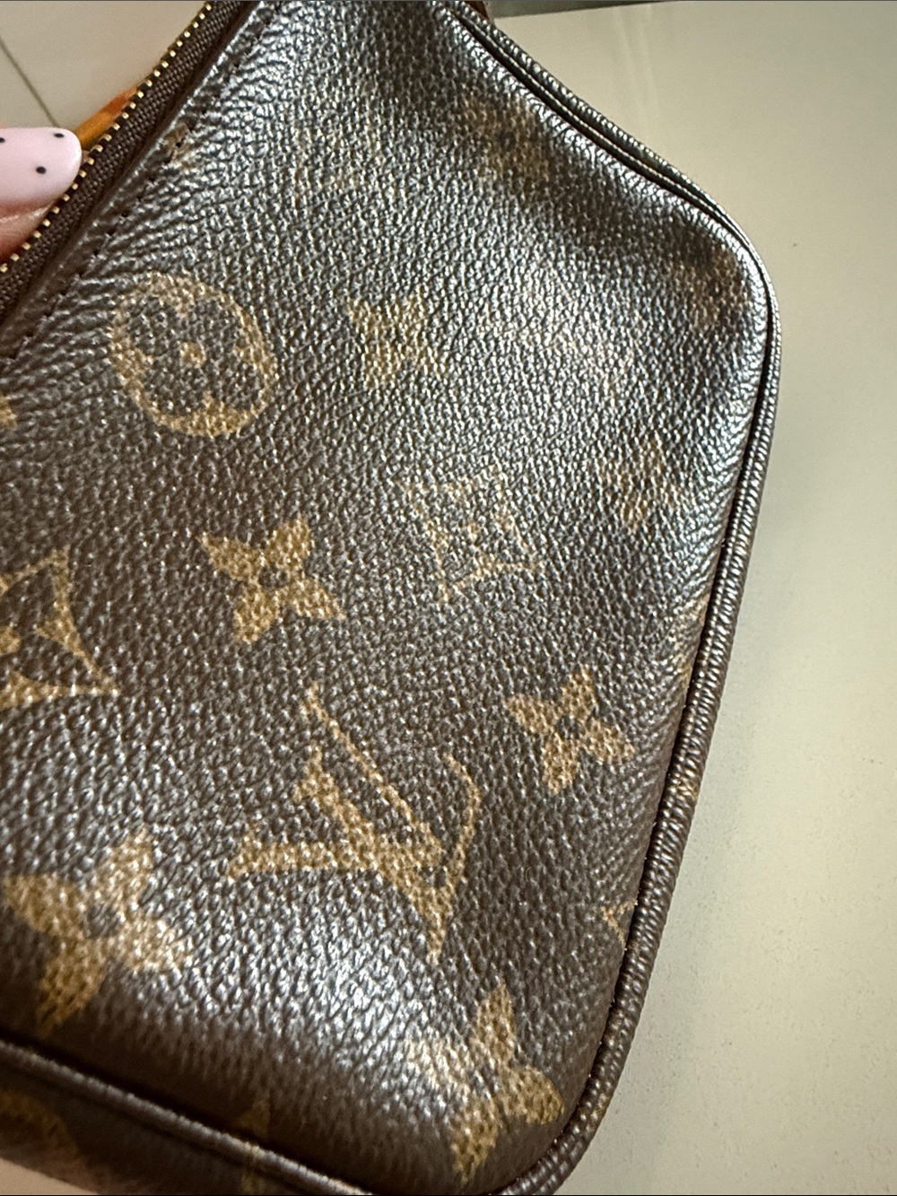 Louis Vuitton Brown Monogram Mini Pochette with Gold Chain - Picture 3 of 6